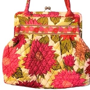 Vera Bradley Hello Dahlia Frame Bag Satchel Tote Bowler